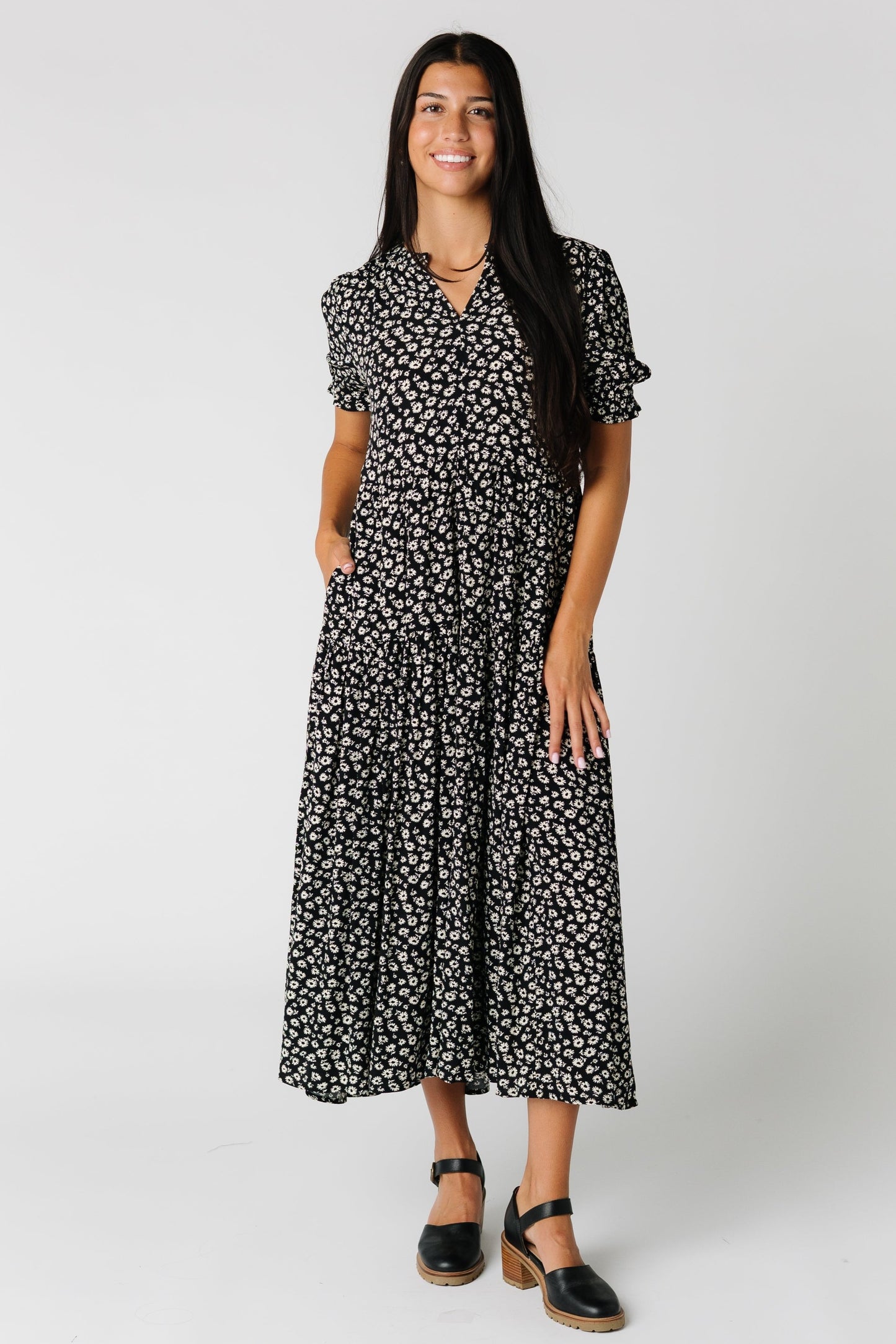 Brass and Roe modest print midi dress