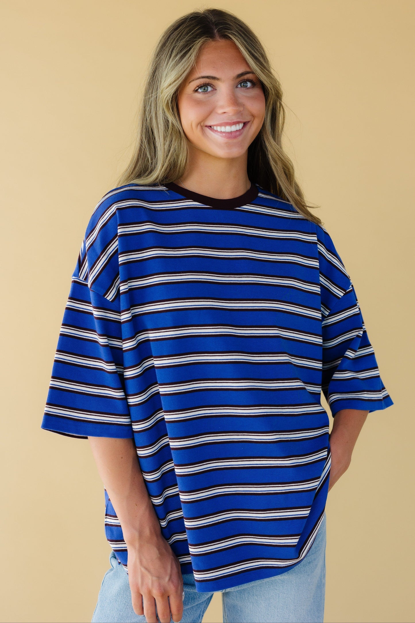 Royalty Oversized Striped Tee WOMEN'S T-SHIRT Things Between Royal S 