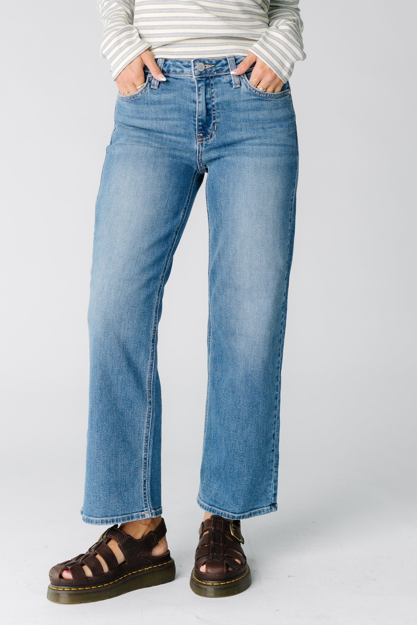 Sadie Mid Rise Slim Wide Leg WOMEN'S DENIM Just Panmaco Inc. Med Denim 24 