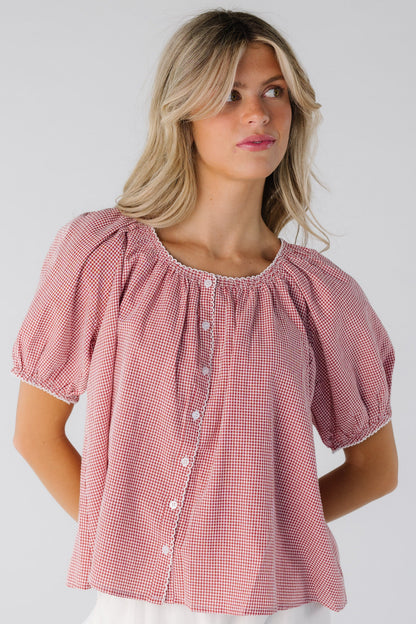 Scallop Edge Gingham Top WOMEN'S TOP Things Between 