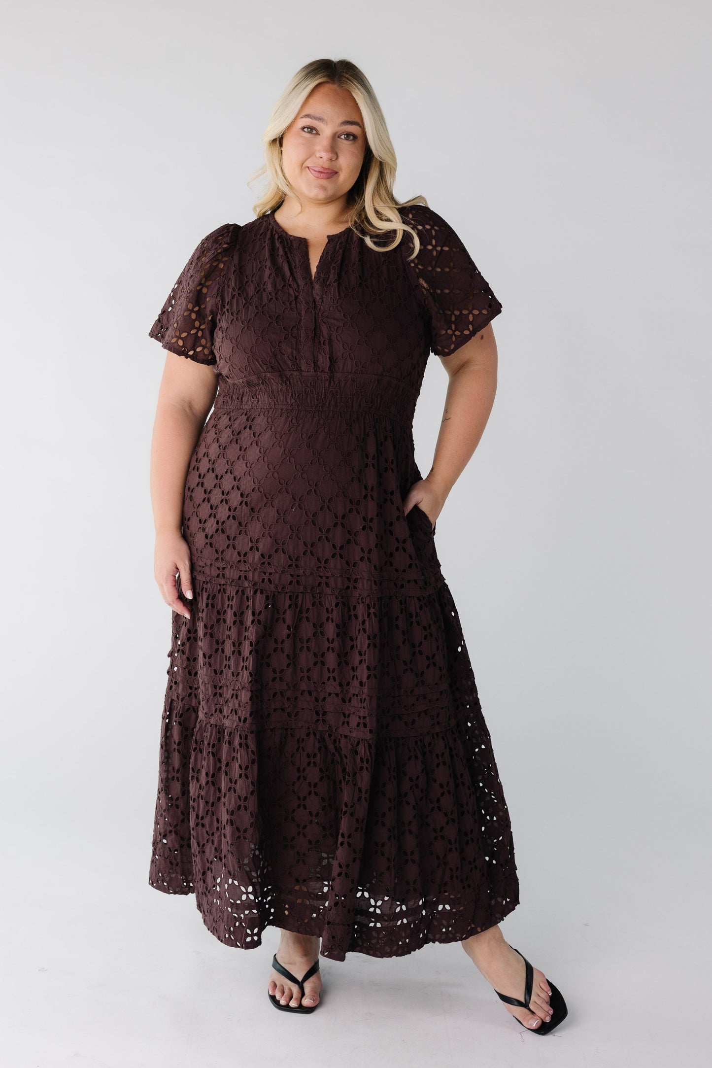 Citrus The Shae Eyelet Dress WOMEN'S DRESS Citrus Dark Brown XXL 