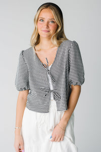 Lizzy Checkered Tie Top