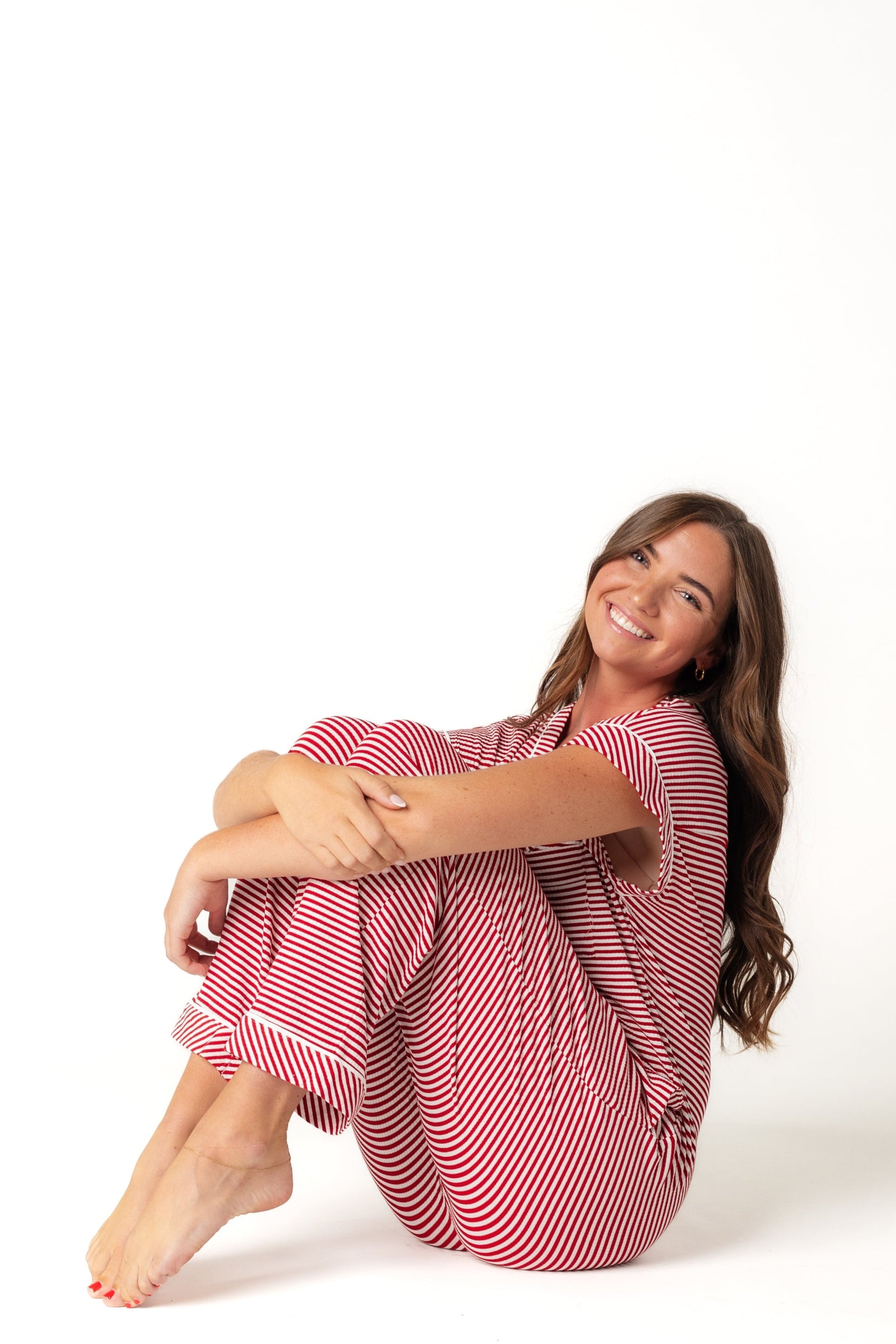 Red stripe petite onesie pajama