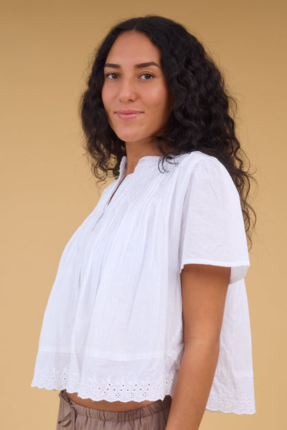 Citrus Pintuck Top in white for women and teen girls.
