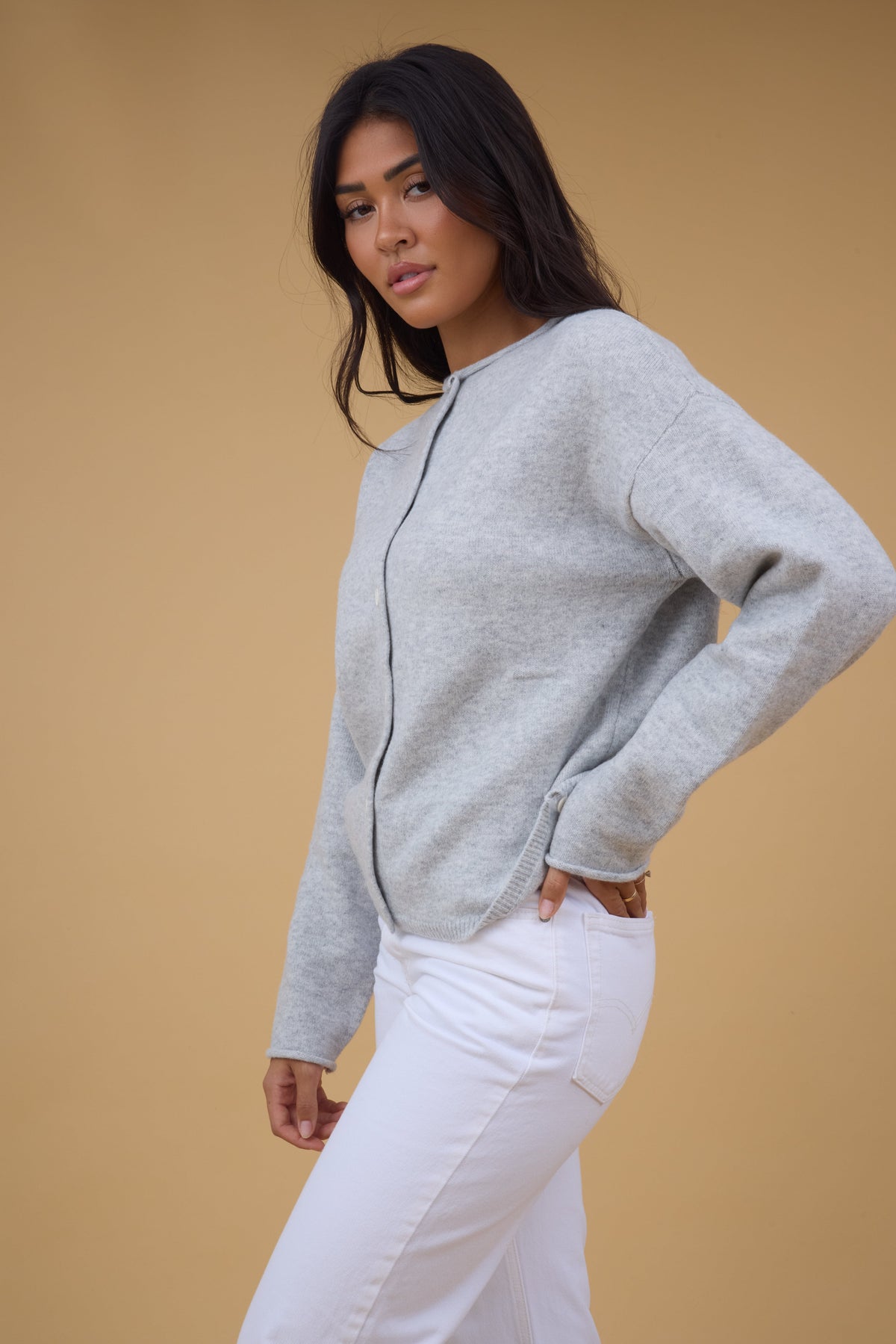 The Juliet Button Down Cardigan WOMEN'S CARDIGAN Mod Ref H.Grey S 