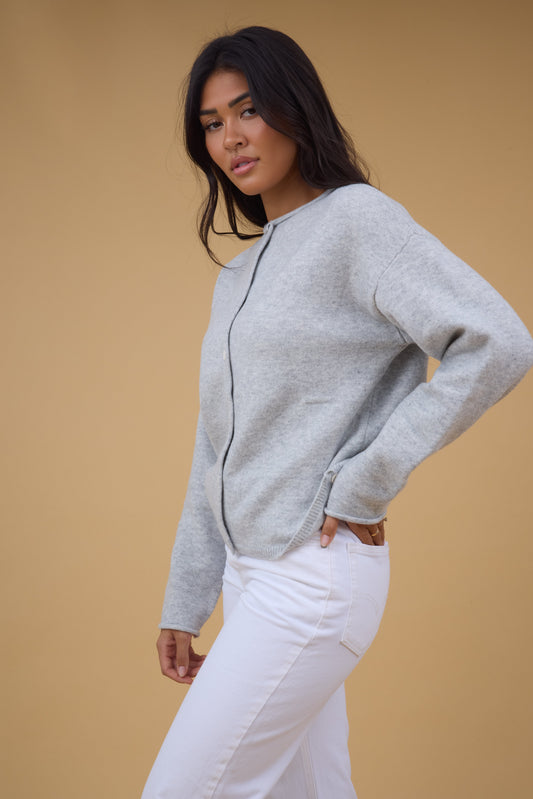 The Juliet Button Down Cardigan WOMEN'S CARDIGAN Mod Ref H.Grey S 