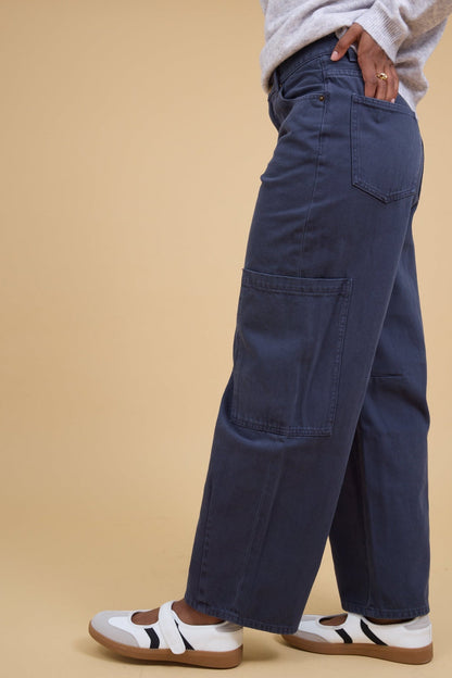 Washed Cargo Pants WOMEN'S DENIM Miou Muse Navy S 