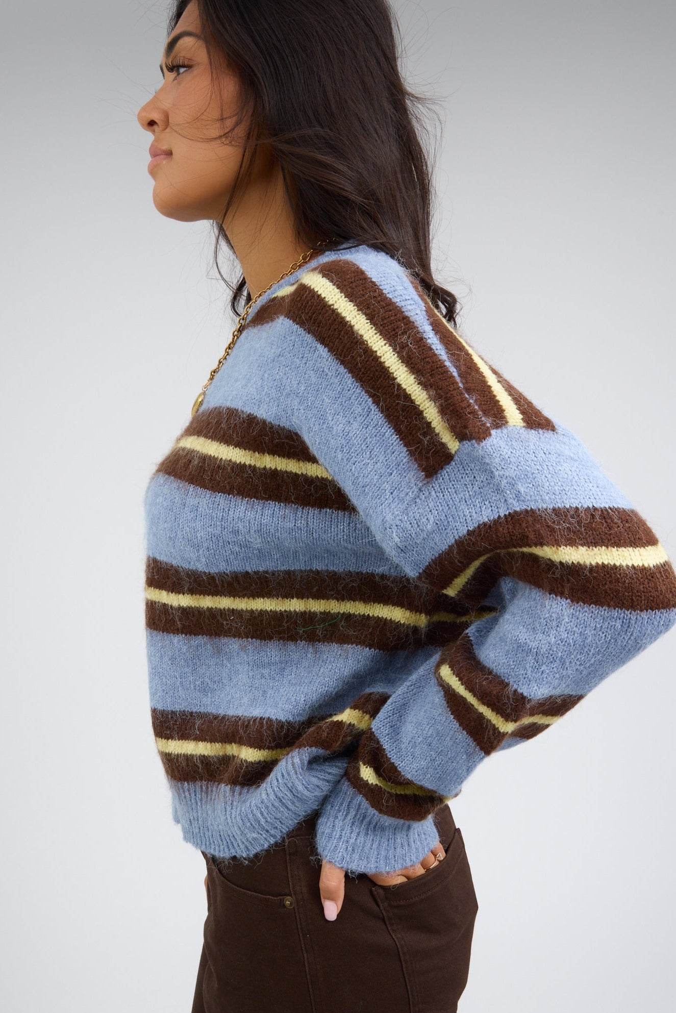 Seaside Stripe Sweater in blue stripe for women & teen girls. 
