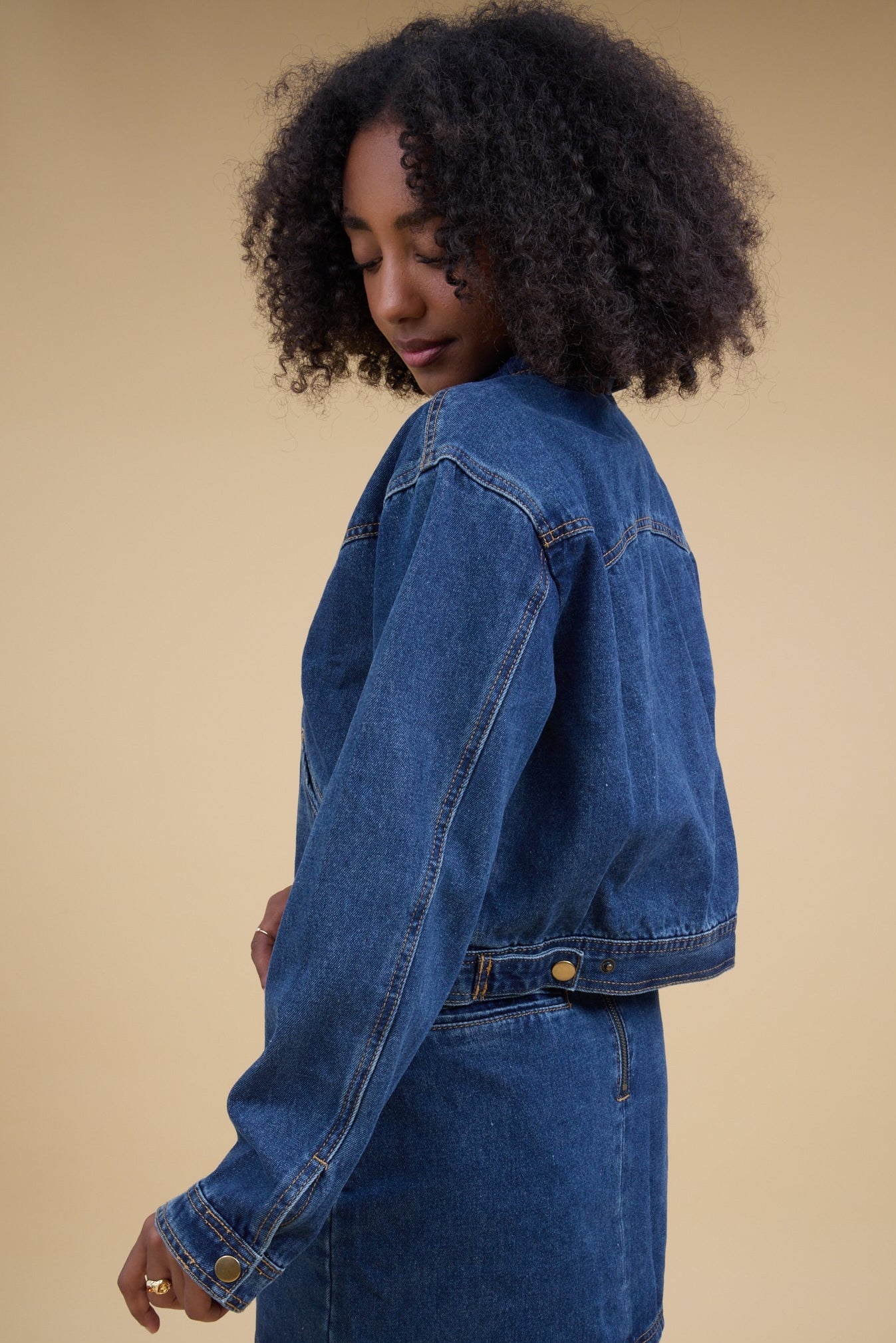Button Down Indigo Denim Jacket WOMEN'S JACKETS Miou Muse 