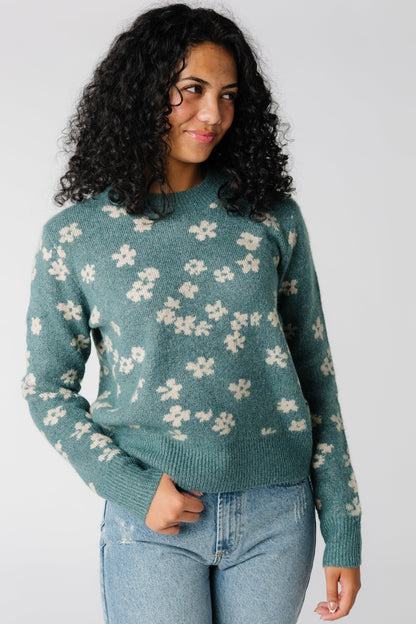 Soft long sleeve sweater in sea green