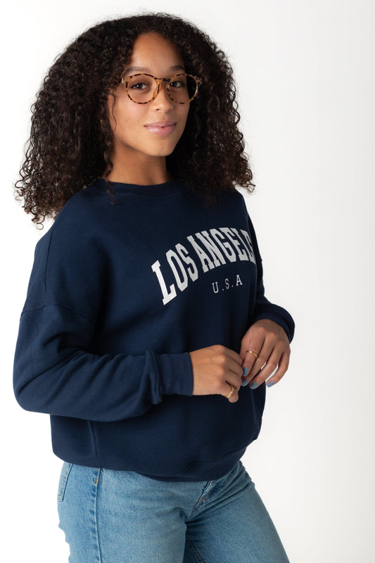 Los Angeles Crew Neck Sweatshirt with crew neckline and long sleeves