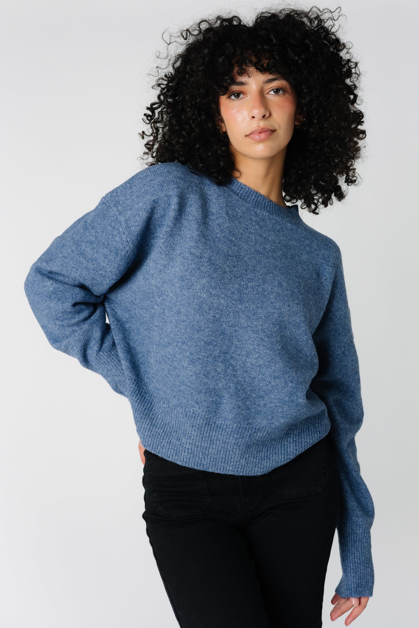 Heather blue classic crewneck sweater