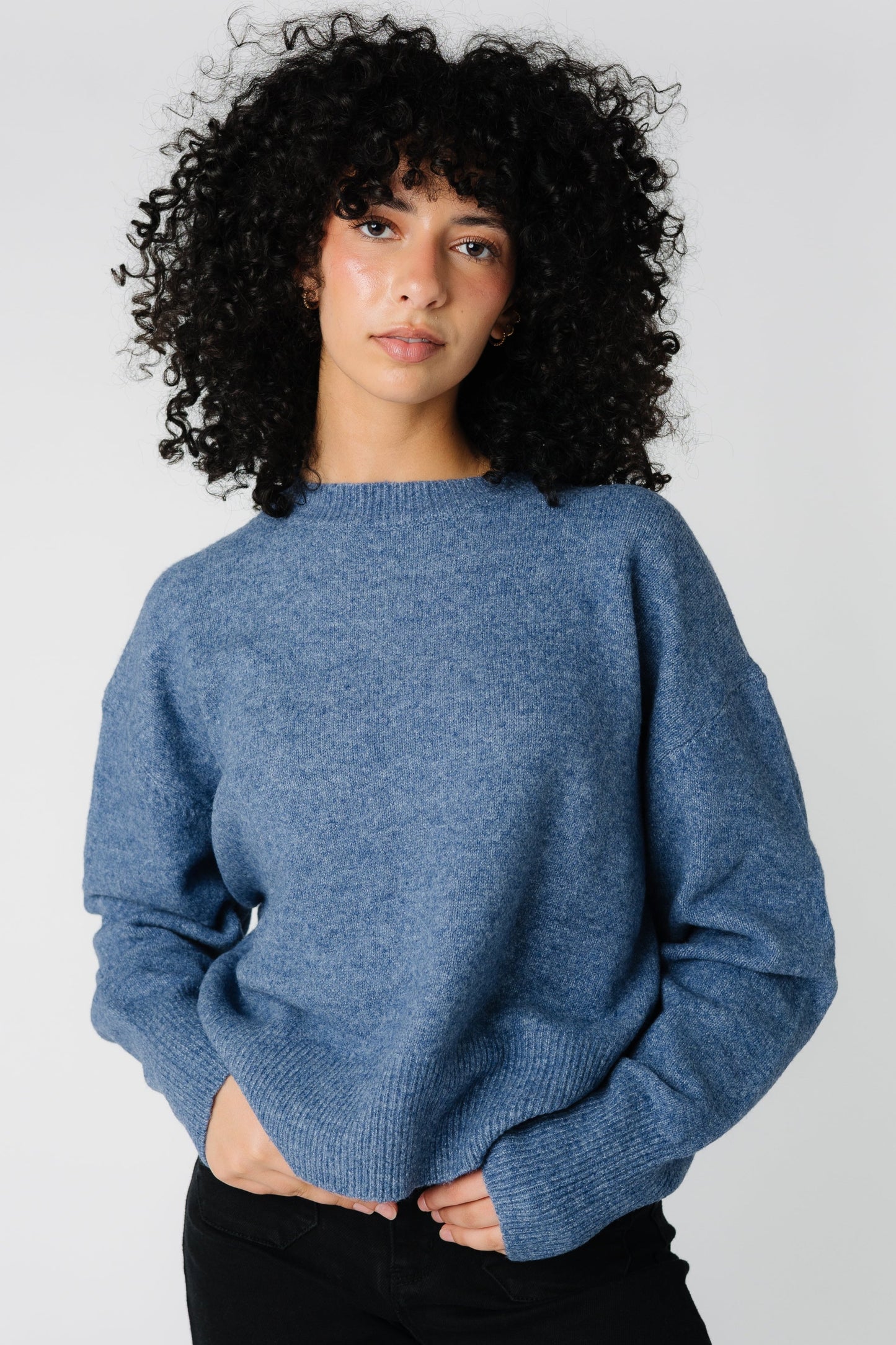 Sola soft heather blue long sleeve sweater