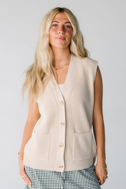 Modest women's sweater vest in cream