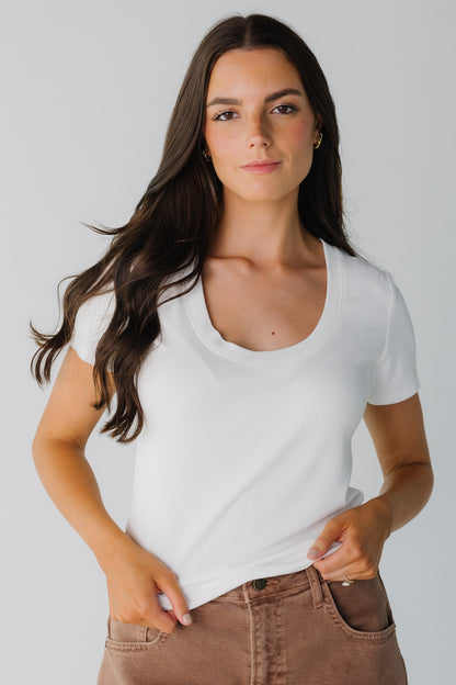 Sophie Scoop Neck Top for women in white