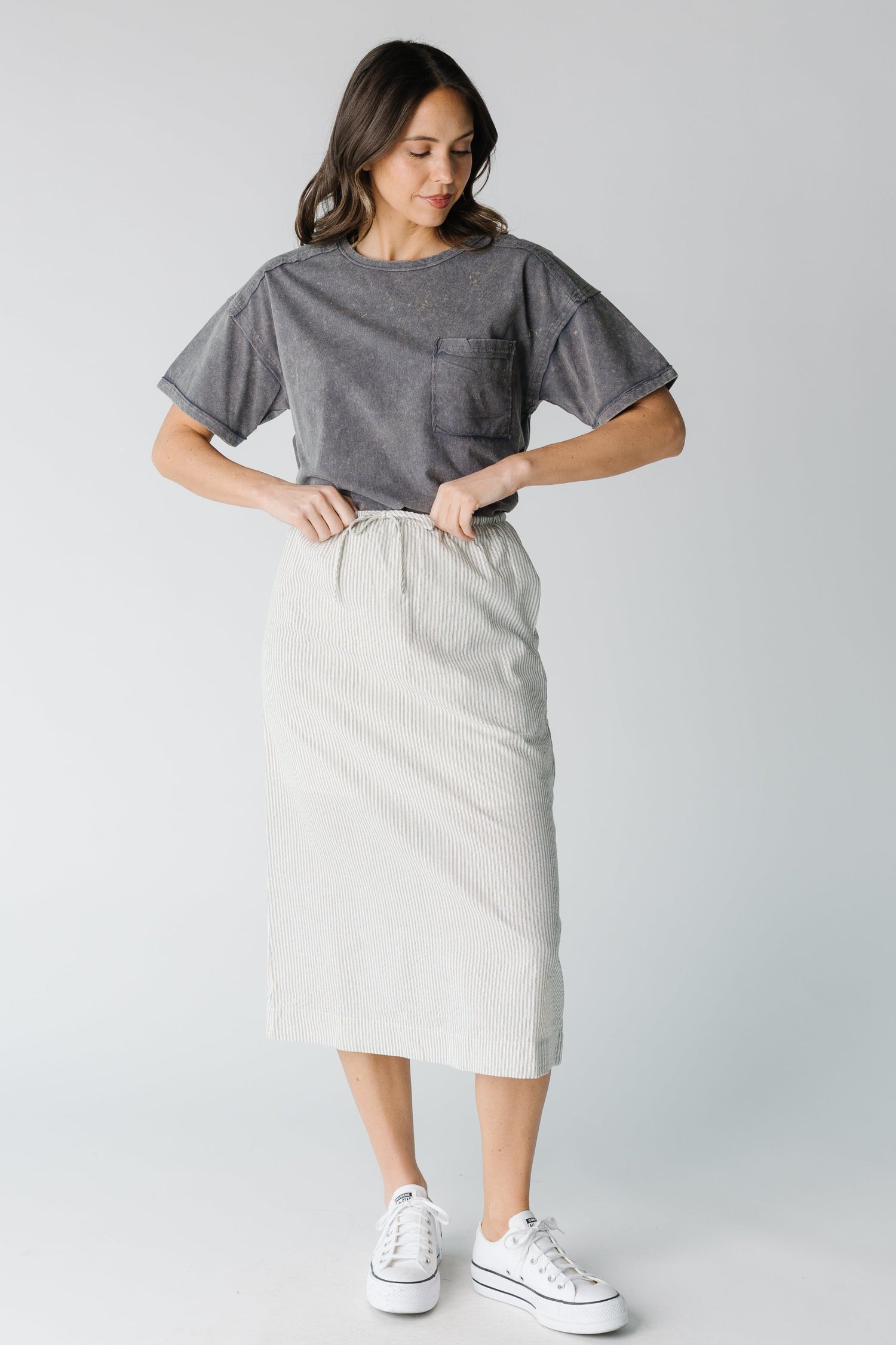 The Genevieve Skirt in Ivory and blue