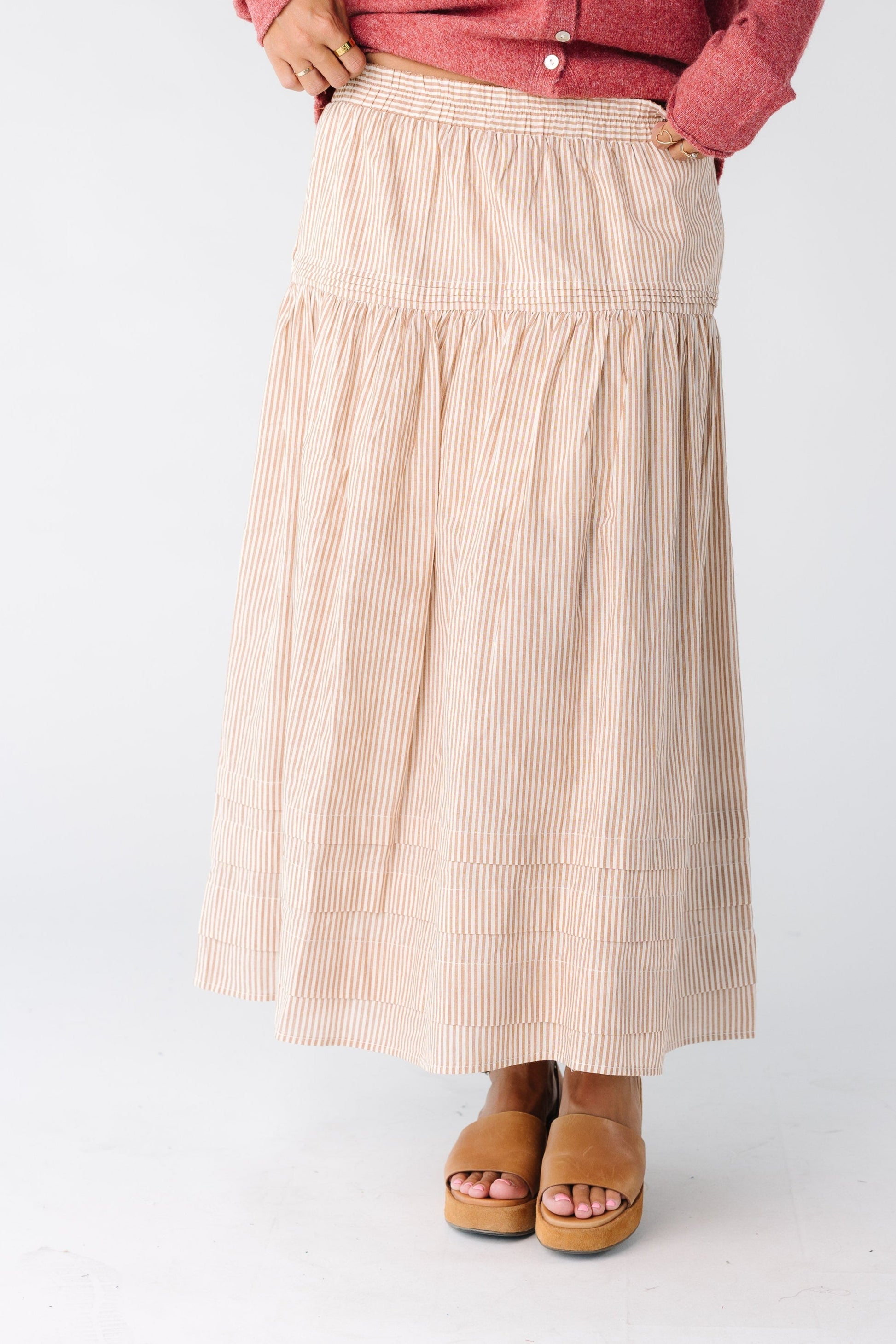 Stripes Pleated Skirt WOMEN'S SKIRTS Things Between 
