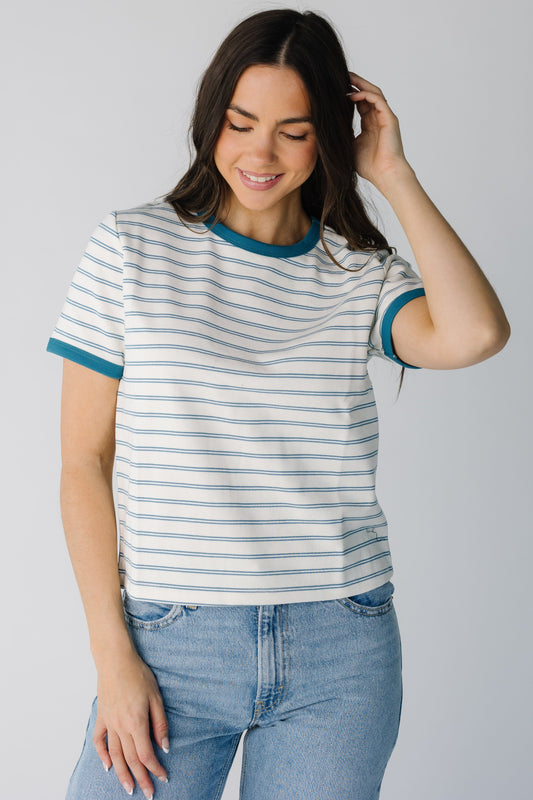 Callie Striped Top WOMEN'S TOP Wishlist White/Blue S 