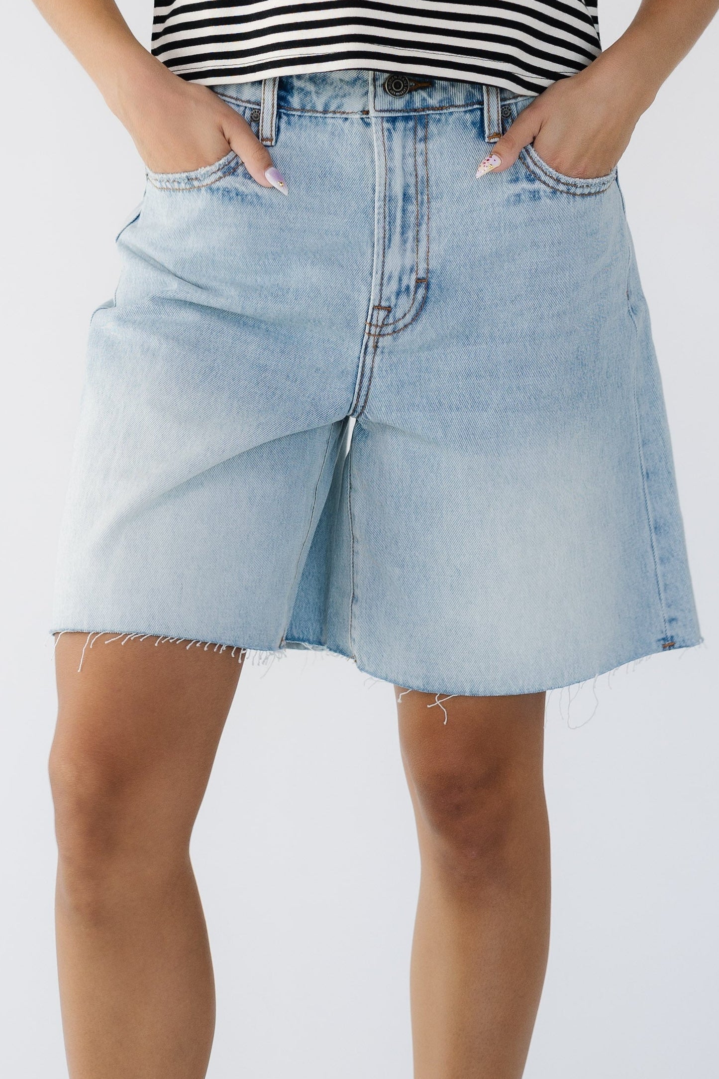 Sunshine Denim Shorts in light denim for women and teen girls.