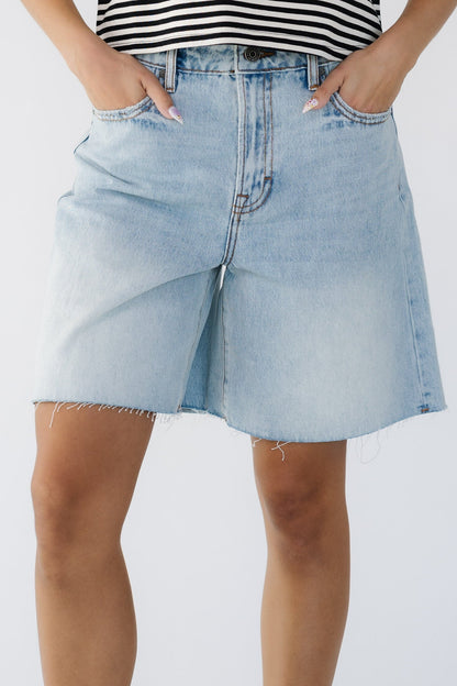Sunshine Denim Shorts in light denim for women and teen girls.