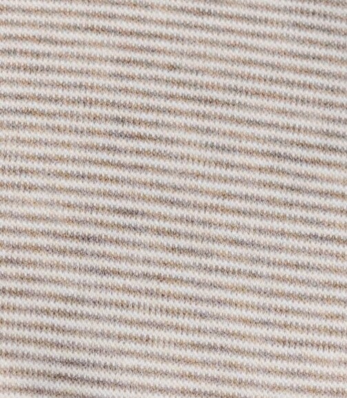 Taupe and cream stripe fabric swatch.