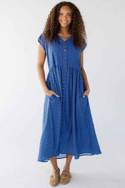 Brass & Roe Melli Button Down Dress WOMEN'S DRESS brass & roe Blue Print XS 