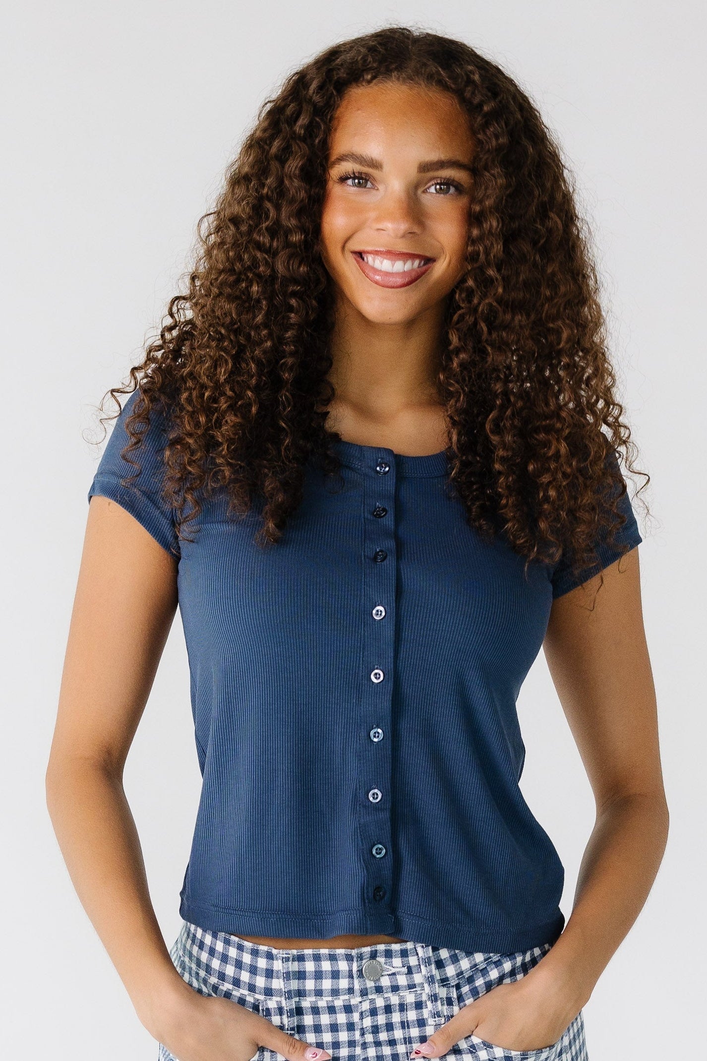 Brass & Roe Ribbed Button Tee WOMEN'S T-SHIRT brass & roe 