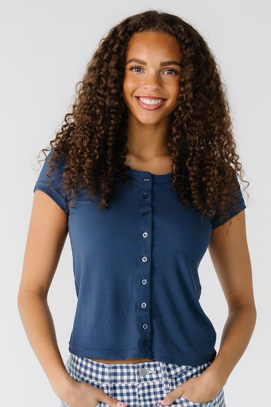 Brass & Roe Ribbed Button Tee WOMEN'S T-SHIRT brass & roe 