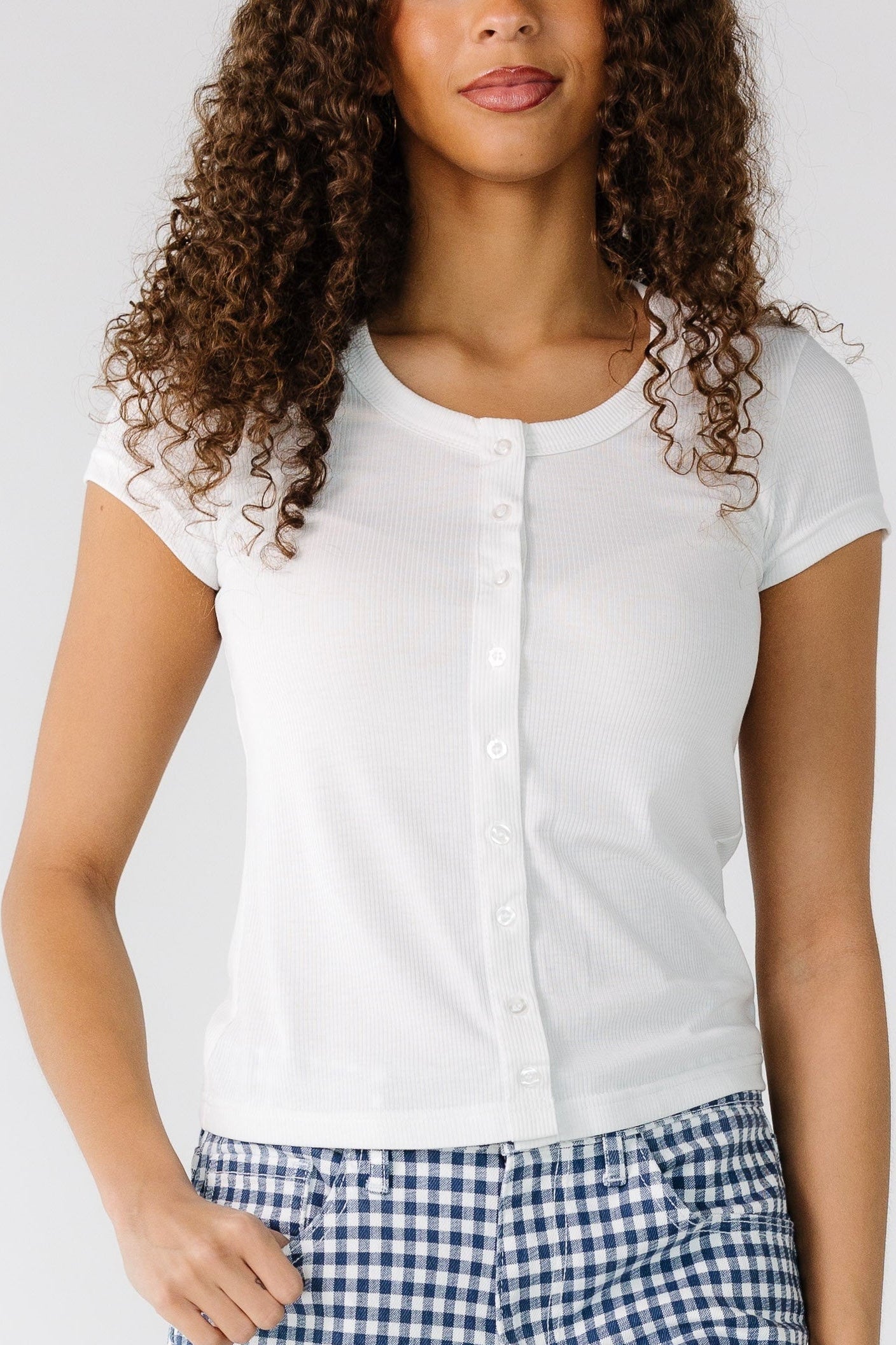 Brass & Roe Ribbed Button Tee WOMEN'S T-SHIRT brass & roe 
