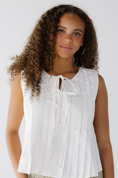 Brass & Roe Jules Flowy Top in white for women and teenage girls.