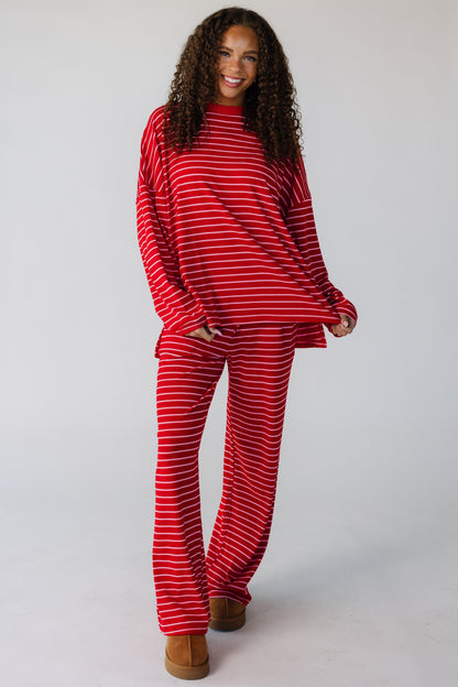 Cutie Everyday Lover Stripe Set in red with pink stripe for women and teens.