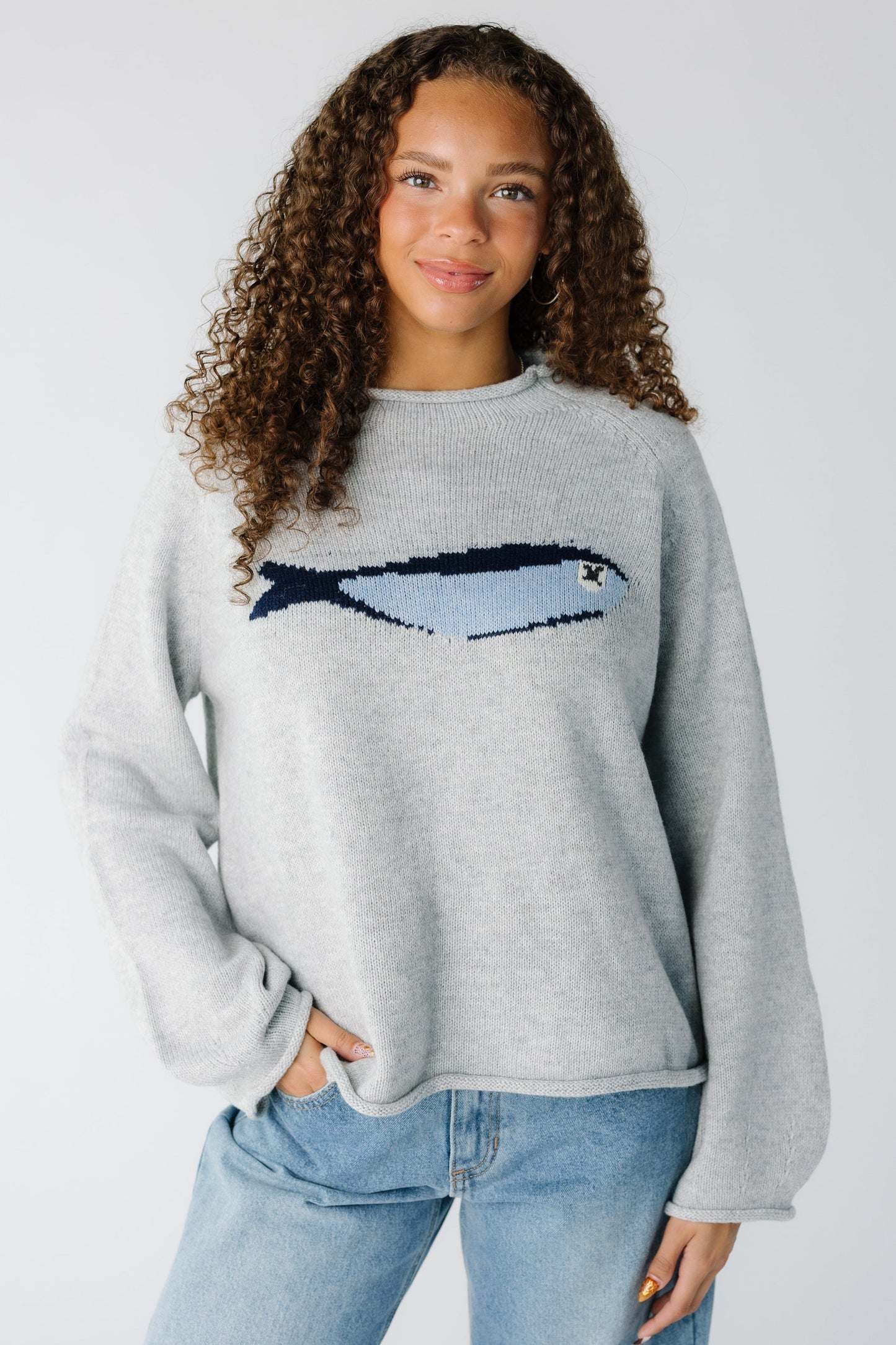 Gone Fishing Sweater WOMEN'S SWEATERS Things Between Heather Grey M 