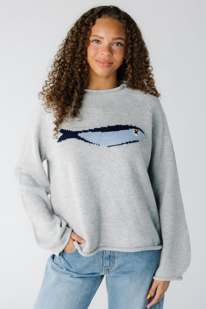 Gone Fishing Sweater WOMEN'S SWEATERS Things Between Heather Grey M 
