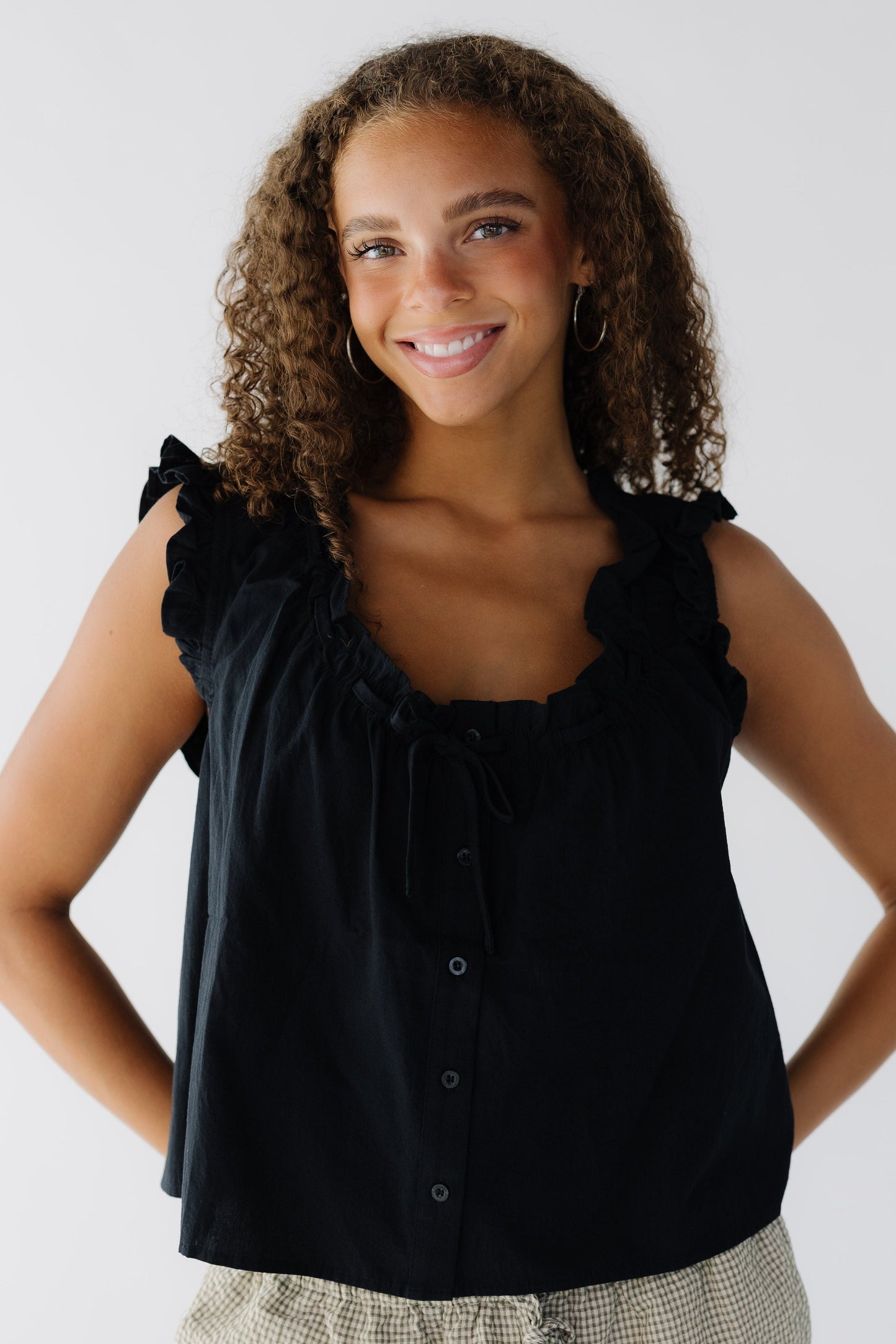 Brass & Roe Judy Flowy Top WOMEN'S TOP Brass & Roe Black XS 