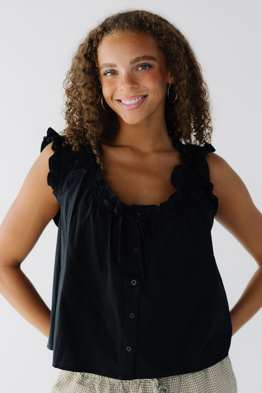 Brass & Roe Judy Flowy Top WOMEN'S TOP Brass & Roe Black XS 