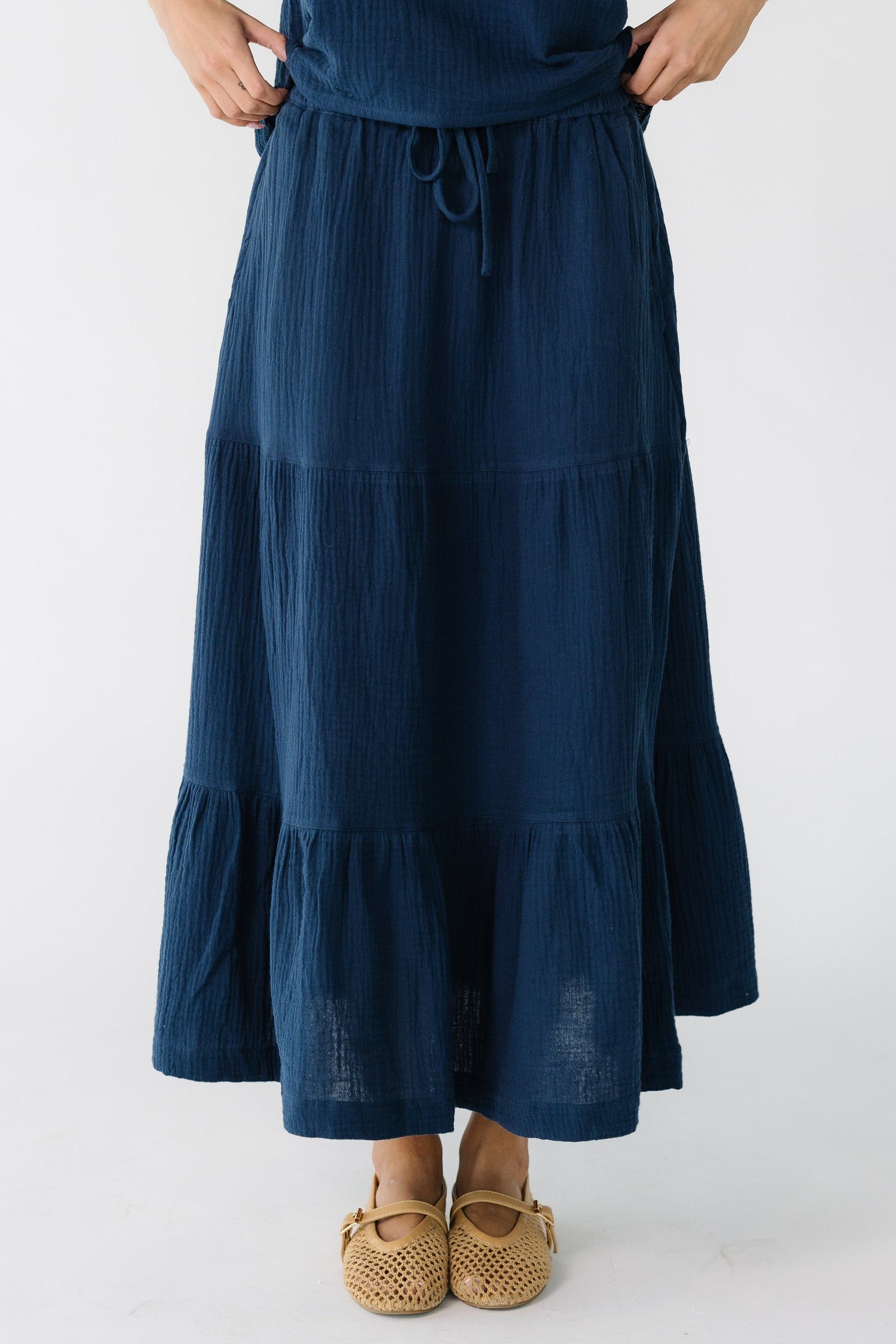 Brass & Roe Millie Gauze Skirt WOMEN'S SKIRTS brass & roe Navy XS 