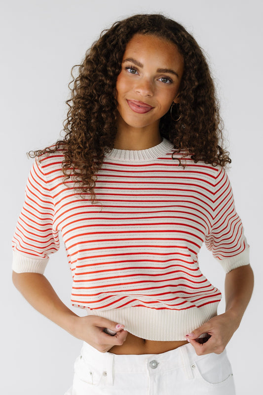 Betsy Short Sleeve Sweater WOMEN'S SWEATERS Hem & Thread Red S 