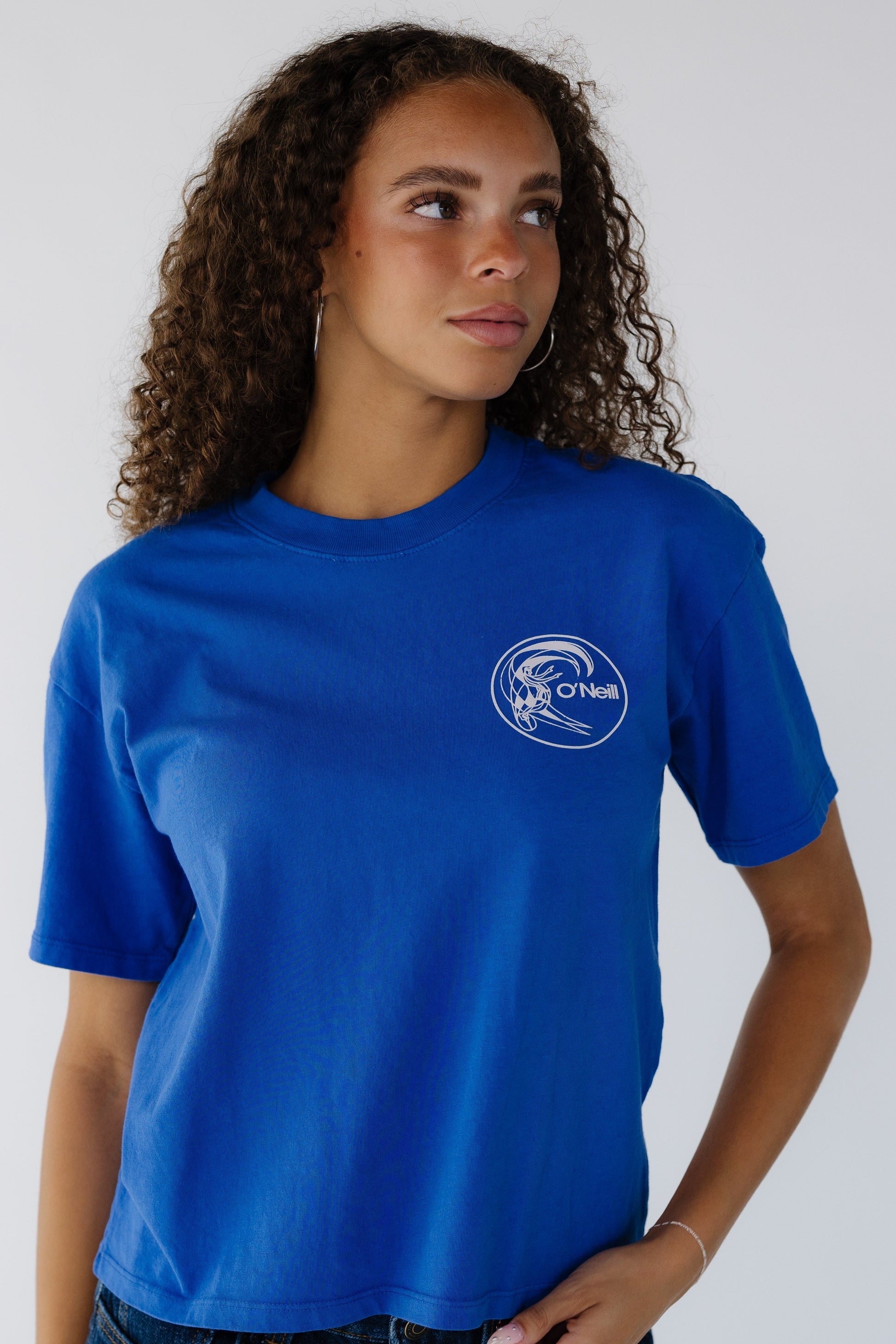 O'Neill OG Salty Circle Surfer Easy Tee in blue for women and teen girls. SU2641816

