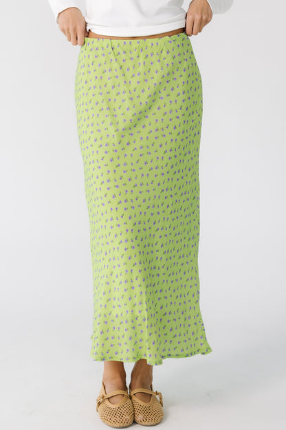 Brass & Roe Ellie Spring Print Skirt in green floral print for women and teens.