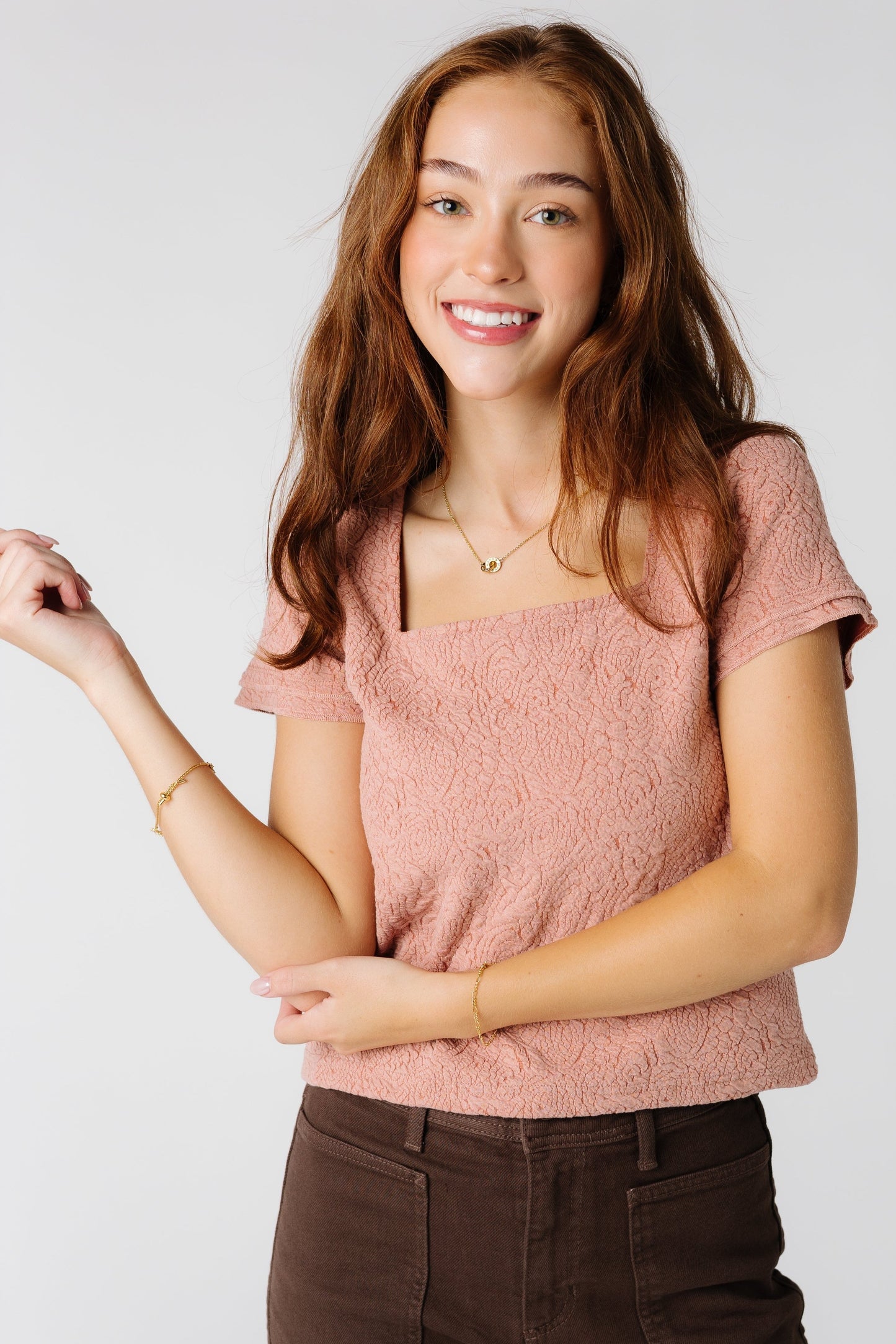 Brass & Roe Textured Square Neck Top WOMEN'S TOP brass & roe 