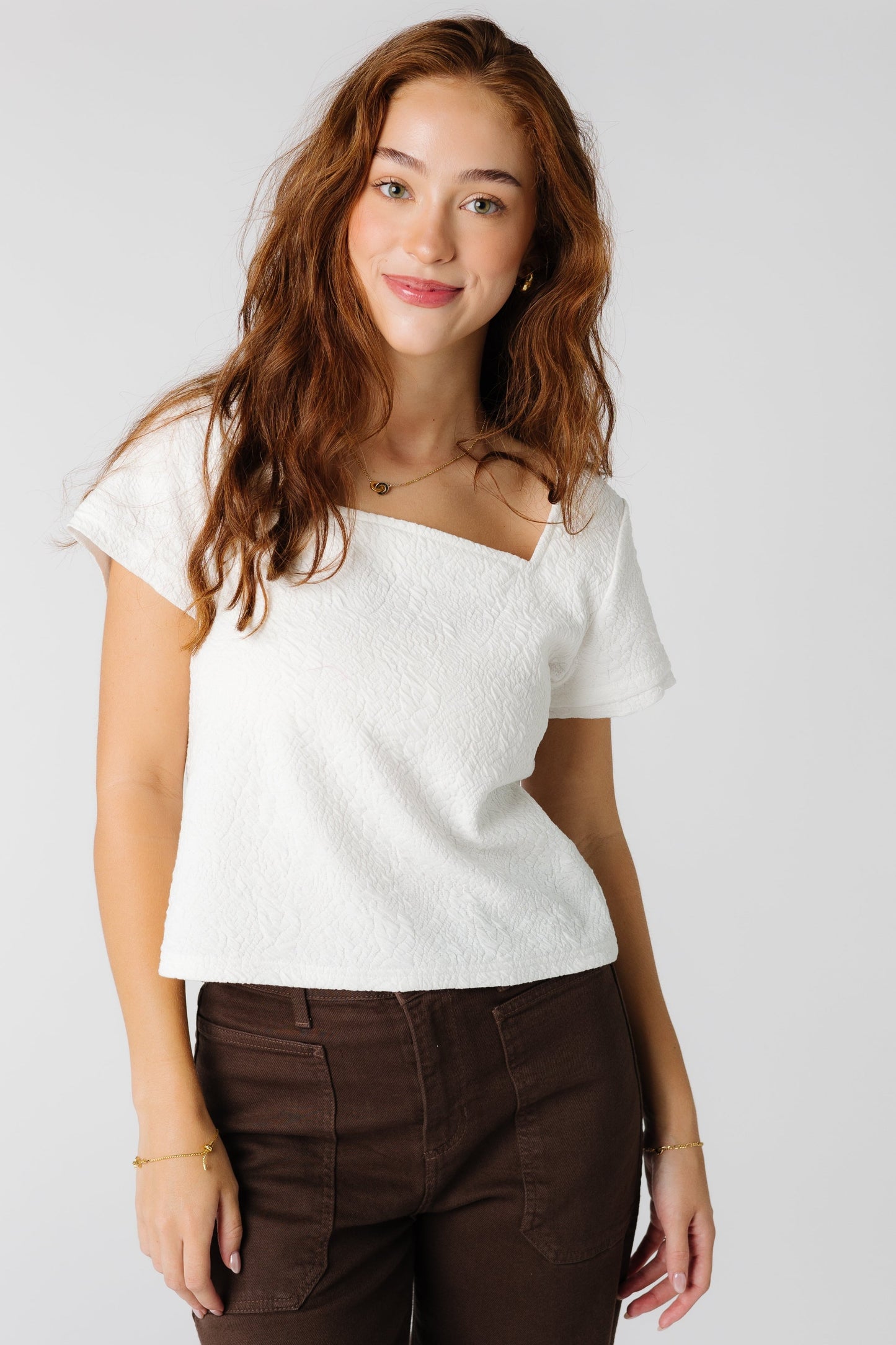 Brass & Roe Textured Square Neck Top WOMEN'S TOP brass & roe 