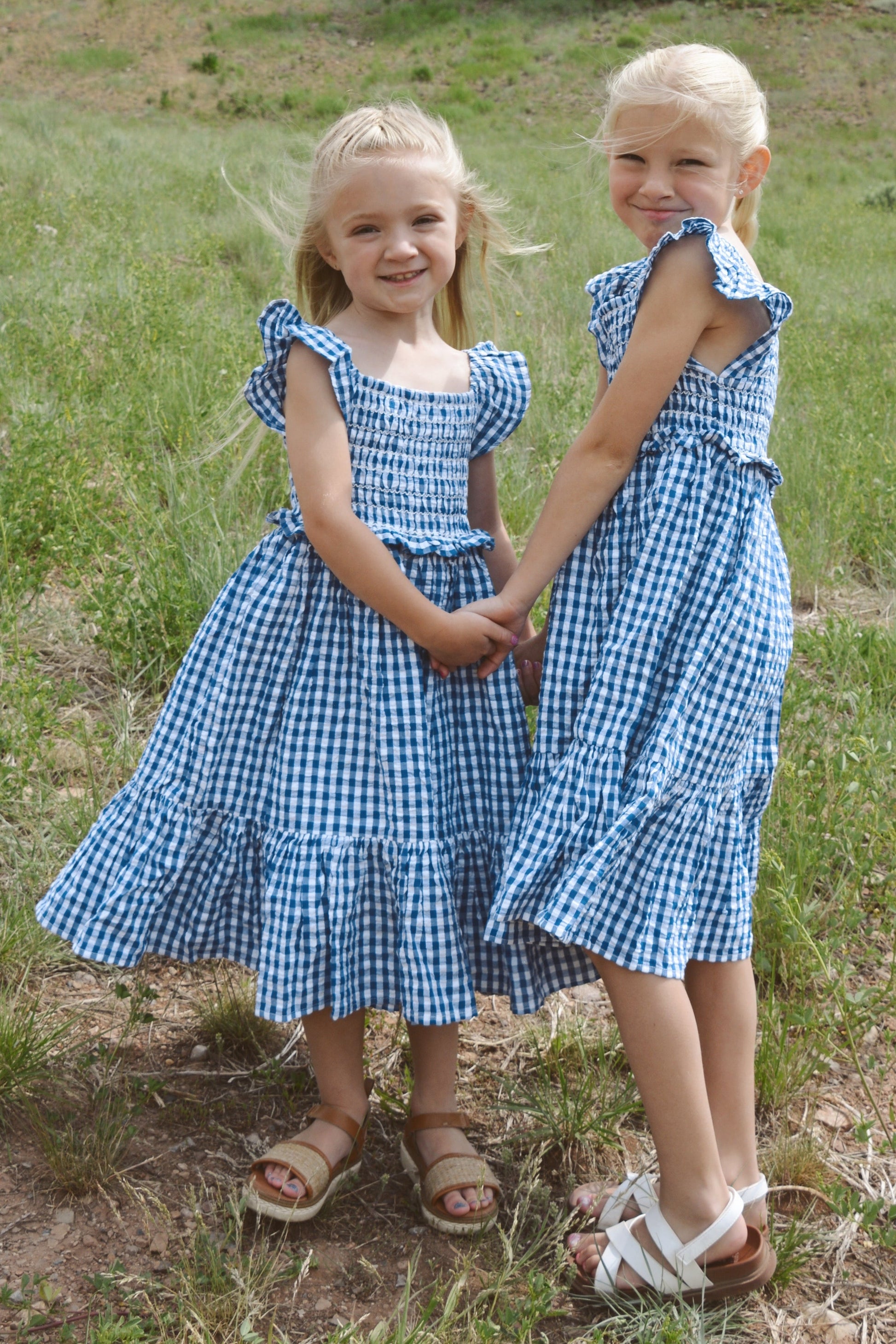 Citrus Tali Gingham Girl's Dress Blue Gingham / XL Citrus Tali Gingham Girl's Dress Blue Gingham / XL