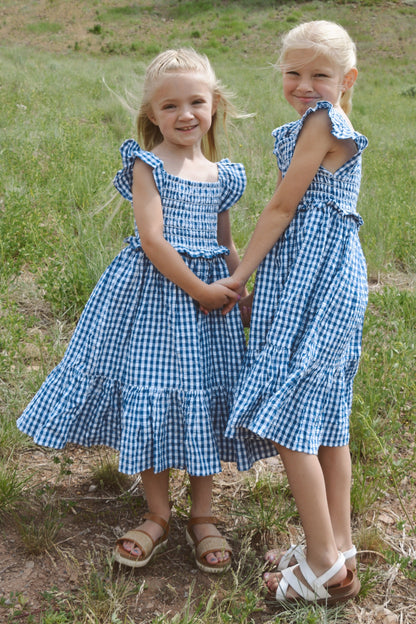 Citrus Tali Gingham Girl's Dress Blue Gingham / XL Citrus Tali Gingham Girl's Dress Blue Gingham / XL