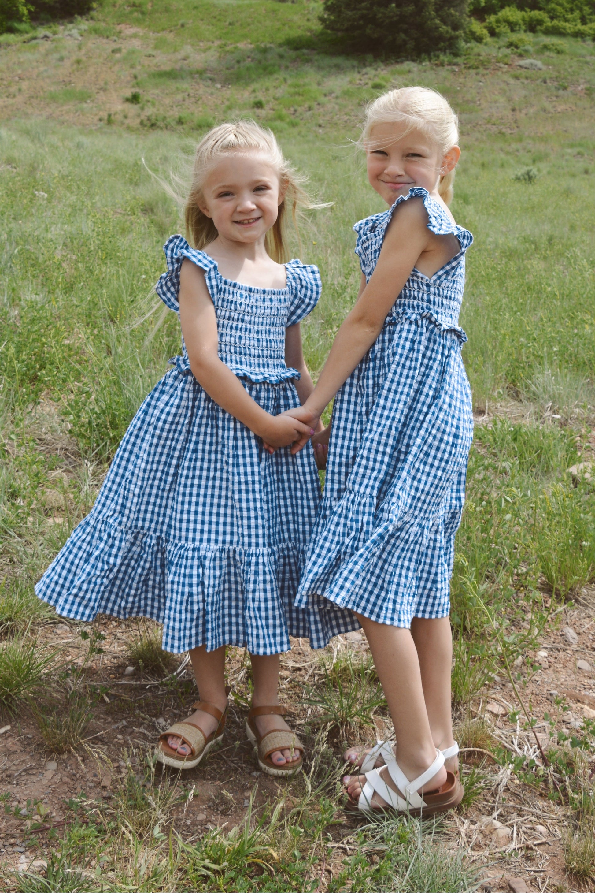 Citrus Tali Gingham Girl's Dress GIRL'S DRESS Citrus Blue Gingham XXS 