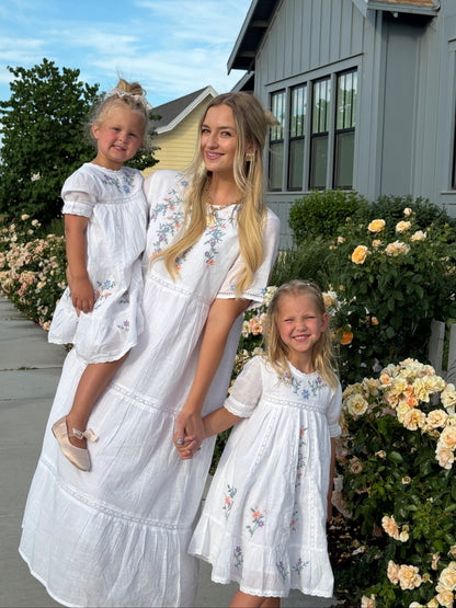 Citrus Kali Embroidered Girl's Dress GIRL'S DRESS Citrus White XS 