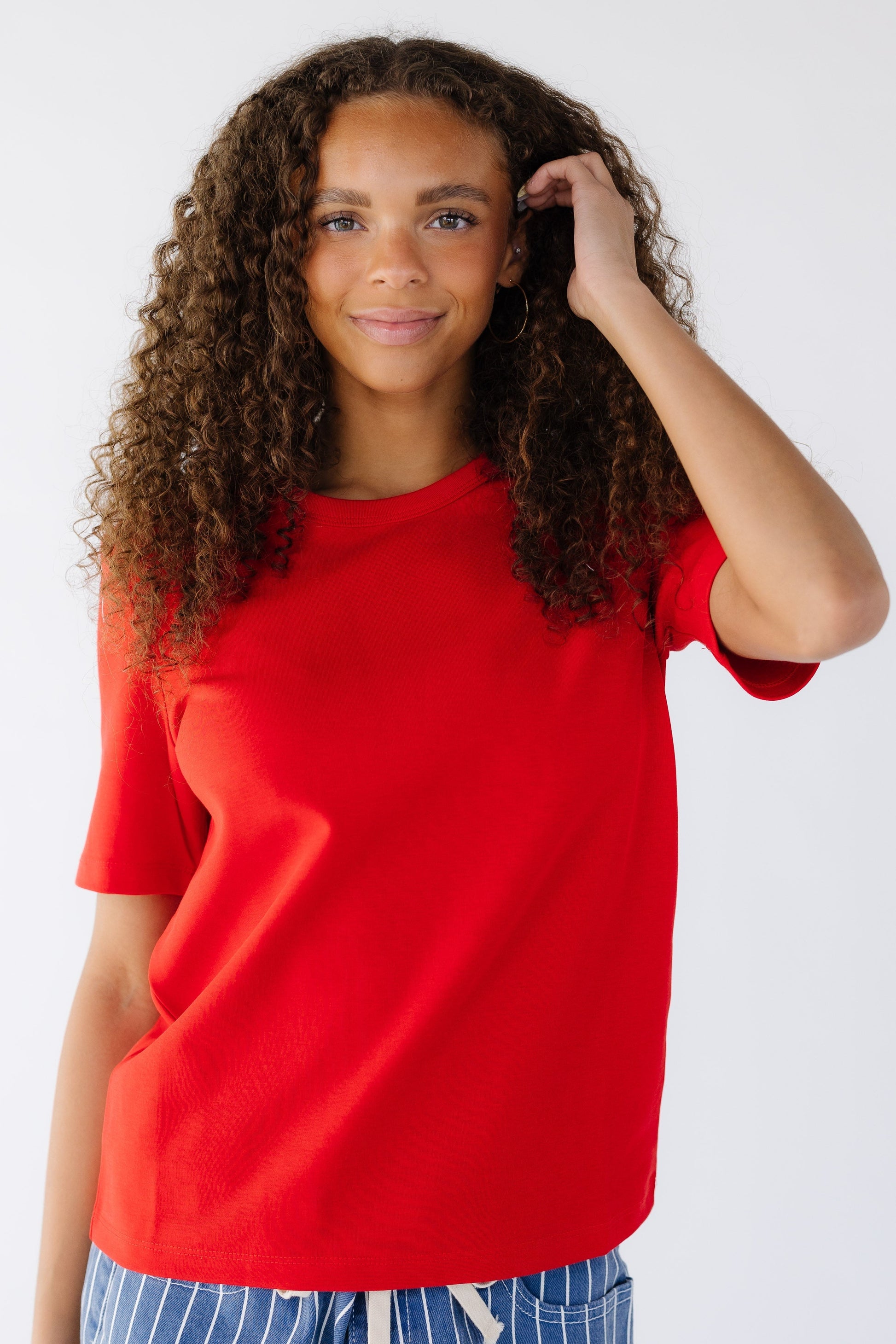 The Brielle Top -red tee for women and teens.
