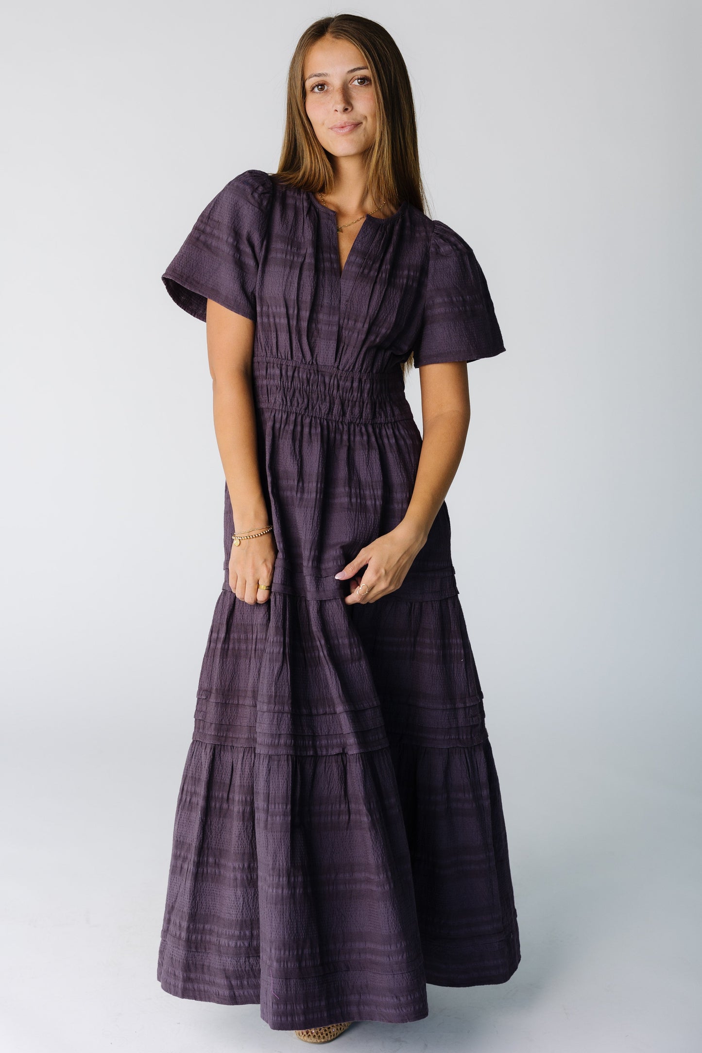 Citrus Textured Shae Dress for women and teens in plum purple