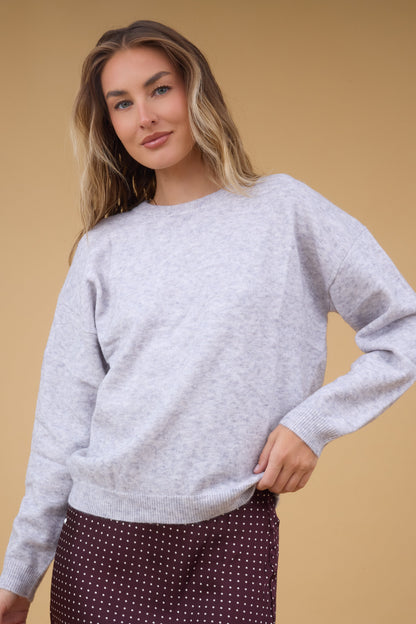 The Cora Sweater  in light heather grey for women and teen girls.