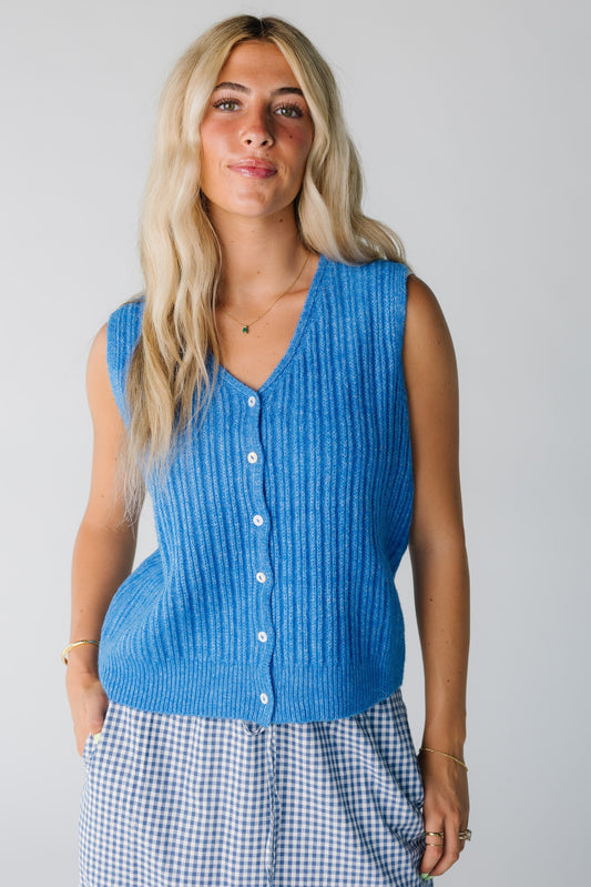 The Enzo Sweater Vest for women in blue