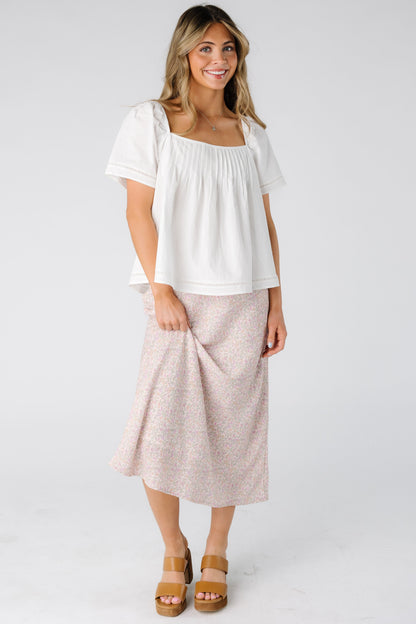 The Hallie Square Neck Top in white for women and teens.